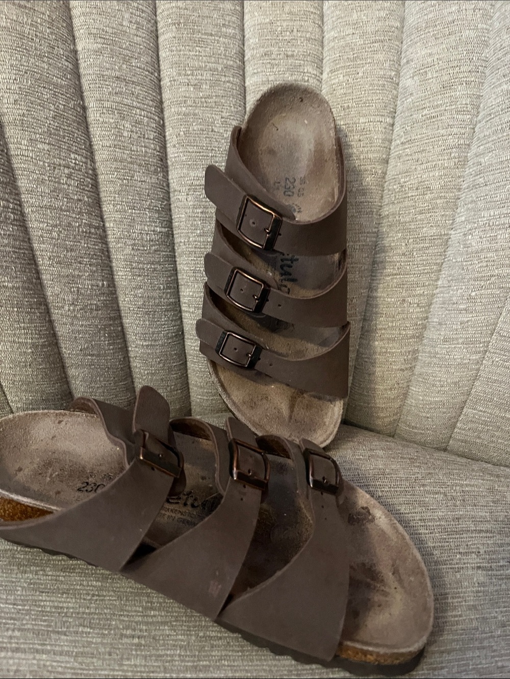 Brown Four-Strap Women's Sandals